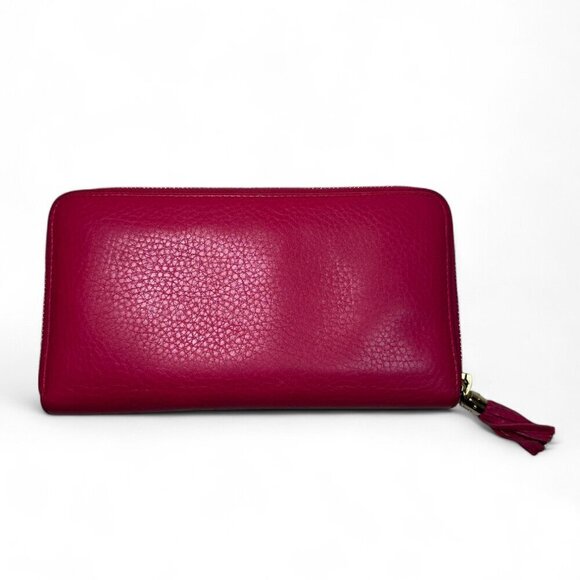 GUCCI Pebbled Leather Soho Zip Around Interlocking G Logo Long Wallet - Pink - Picture 2 of 16